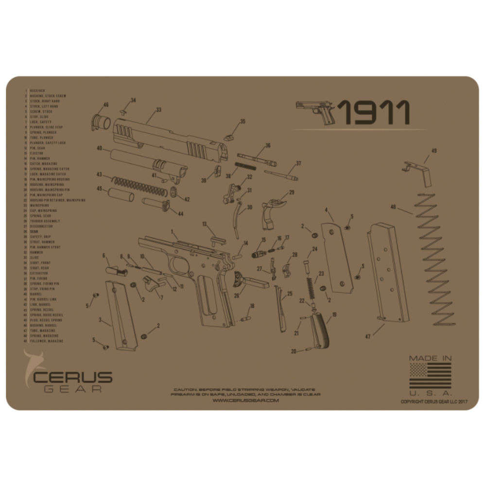 Cleaning Equipment Cerus Gear 4.50" 1911 SCHEMATIC COYOTE • Model: 4.50"